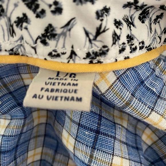 Tommy Bahama Shirt Mens Large Blue Plaid Linen Blend Long Sleeve Logo - Picture 4 of 9